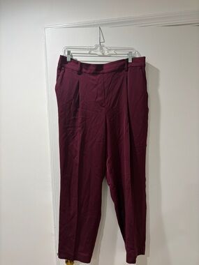 LOFT Women's Burgundy Cropped Dress Pants